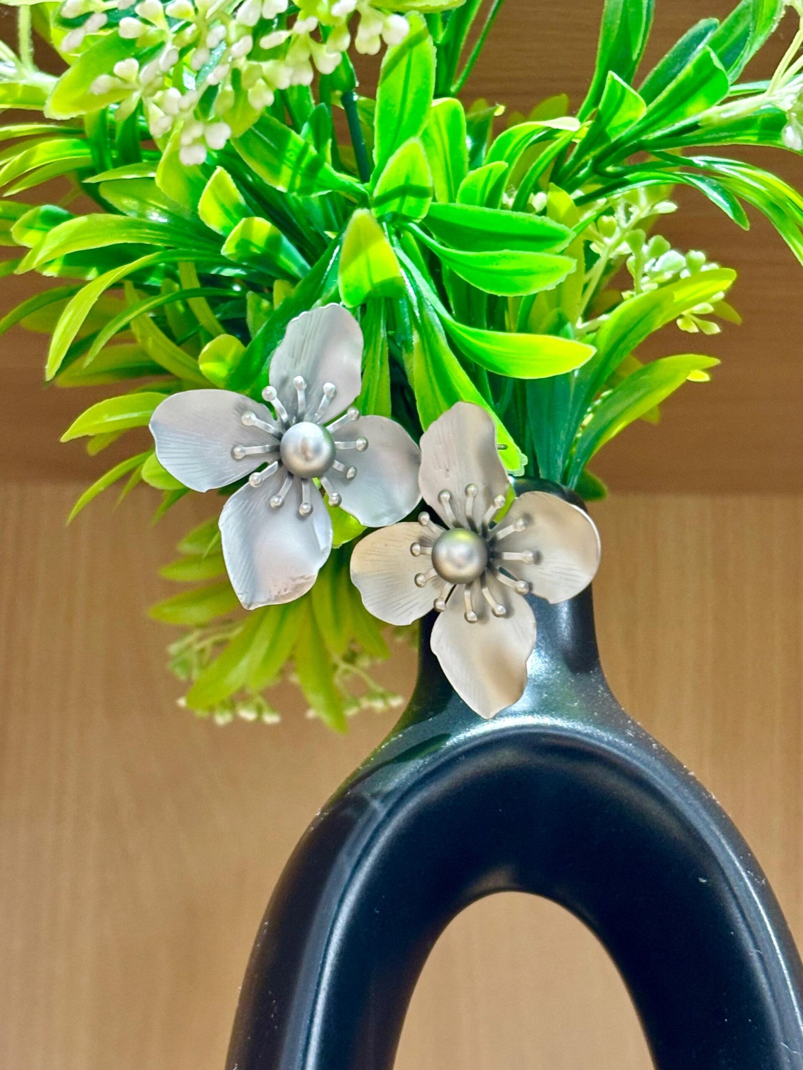 moonlit flower studs Silver flower stud earrings